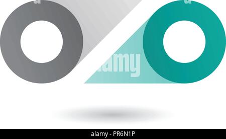 Vector Illustration von grauen und grünen Doppel Buchstabe O isoliert auf weißem Hintergrund Stock Vektor
