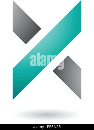 Vector Illustration von grauen und grünen Dicken schattierte Buchstaben X isoliert auf weißem Hintergrund Stock Vektor