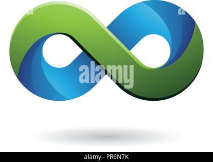 Vector Illustration der Unendlichkeit Symbol mit blauen und grünen Farbtönen isoliert auf weißem Hintergrund Stock Vektor