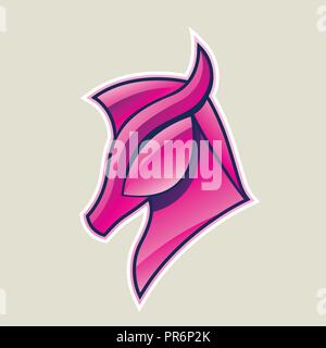 Vector Illustration von Magenta glänzend Pferdekopf Symbol isoliert auf weißem Hintergrund Stock Vektor