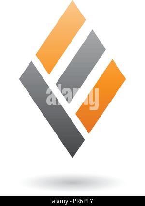 Vector Illustration von Orange und Black Diamond geformten Buchstaben E isoliert auf weißem Hintergrund Stock Vektor