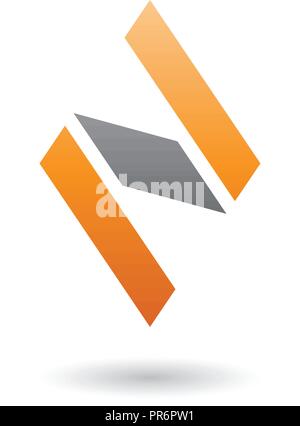 Vector Illustration von Orange und Schwarz Rautenförmige Buchstabe N isoliert auf weißem Hintergrund Stock Vektor