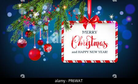 Blaue Weihnachtskarte Stock Vektor