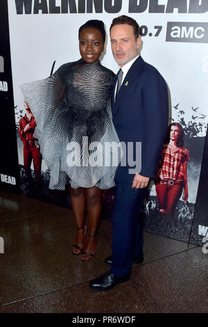 Danai Gurira und Andrew Lincoln an der AMC "The Walking Dead" Season 9 Premiere auf der DGA-Theater am 27. September 2018 in Los Angeles, Kalifornien. Stockfoto