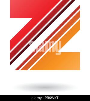 Vector Illustration von Rot und Orange Buchstaben Z mit diagonalen Streifen isoliert auf weißem Hintergrund Stock Vektor