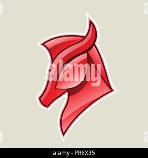 Vector Abbildung: Rot glänzend Pferdekopf Symbol isoliert auf weißem Hintergrund Stock Vektor