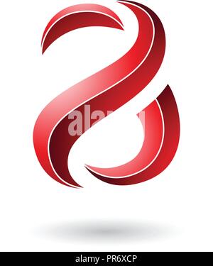 Vector Illustration von Rot gestreifte Schlange geformten Buchstaben einer isoliert auf weißem Hintergrund Stock Vektor