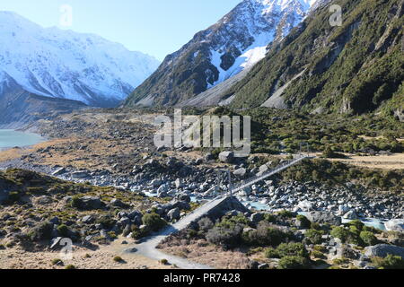 Mount Cook Nationalpark und Wandern die Hooker Valley Track, Stockfoto