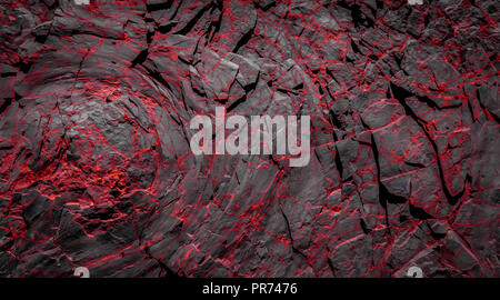Schwarze und rote Felsen - Stein - Hintergrund Stockfoto