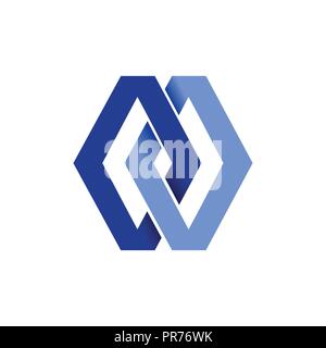 Double Diamond Blau Kette verknüpft Vektor Symbol Grafik Logo Design Template Stock Vektor