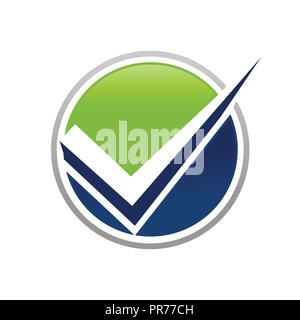 Einzigartige Grüne blaues Häkchen Kreis Vektor Symbol Grafik Logo Design Template Stock Vektor