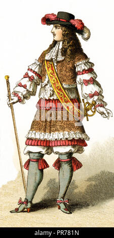 Die Abbildung hier vertreten ist alle Louis XIV in 1660. Die Abbildung stammt aus dem Jahre 1882. Stockfoto