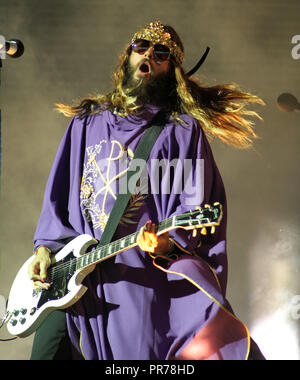 Jared Leto mit 30 Sekunden zum Mars führt auf dem Cruzan Amphitheater in West Palm Beach, Florida am 8. August 2014. Stockfoto