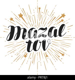 Mazal tov, herzlichen Glückwunsch Karte. Handschriftliche Beschriftung Vector Illustration Stock Vektor