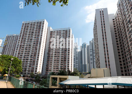 Hong Kong, Hong Kong SAR, China. 29 Sep, 2018. Die dicht besiedelte Choi Wan-Immobilien, East Kowloon Hong Kong. Die hygienischen Zustand der Immobilien hat in Frage gestellt worden, nach der Offenbarung des Weltersten Ratte Variation von Hepatitis E in eine 56-jährige männliche Bewohner fand. Credit: Jayne Russell/ZUMA Draht/Alamy leben Nachrichten Stockfoto