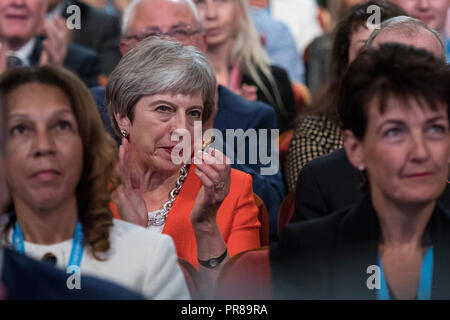 Birmingham, Großbritannien. 30. Sep 2018. 30. September 2018 - Ministerpräsident Theresa May am Parteitag der Konservativen Partei 2018 - Tag 1 (Birmingham) Credit: Benjamin Wareing/Alamy leben Nachrichten Stockfoto