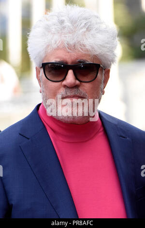 San Sebastian, Spanien. 28 Sep, 2018. Pedro Almodovar bei der Premiere von "Der Engel/El Angel' an der 66th International Film Festival in San Sebastian/Festival Internacional de Cine de San Sebastián am Theater Victoria Eugenia. San Sebastian, 28.09.2018 | Verwendung der weltweiten Kredit: dpa/Alamy leben Nachrichten Stockfoto