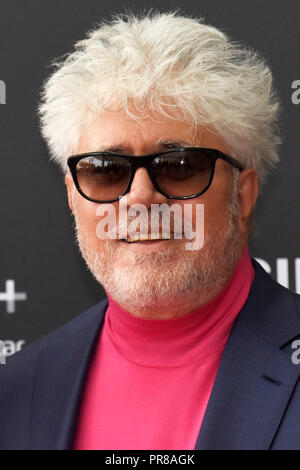 San Sebastian, Spanien. 28 Sep, 2018. Pedro Almodovar bei der Premiere von "Der Engel/El Angel' an der 66th International Film Festival in San Sebastian/Festival Internacional de Cine de San Sebastián am Theater Victoria Eugenia. San Sebastian, 28.09.2018 | Verwendung der weltweiten Kredit: dpa/Alamy leben Nachrichten Stockfoto