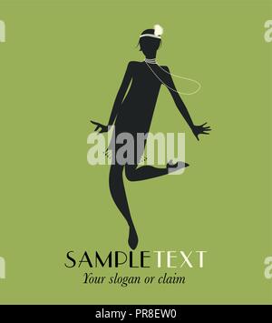 Funny Girl silhouette Charleston tanzen Stock Vektor