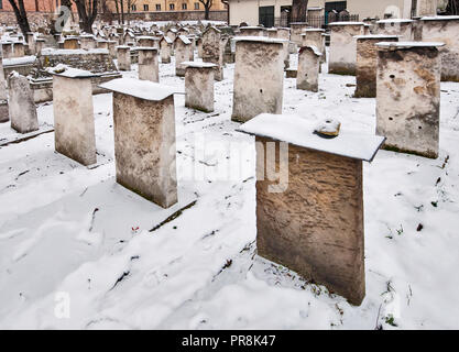 Remuh Friedhof, grabsteine am Jüdischen Viertel im Stadtteil Kazimierz in Krakau, Polen Stockfoto