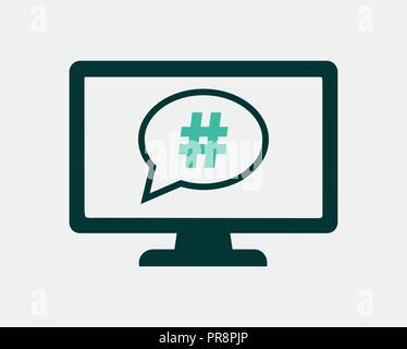 Hash tagging Symbol auf dem Bildschirm Stock Vektor