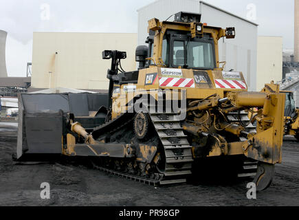 Caterpillar D9T Kohle Planierraupe im Besitz von Chepstow Plant Hire arbeiten bei Kraftwerk Drax Stockfoto