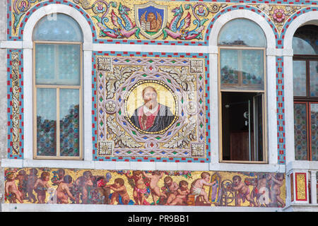 Mosaik auf der Palazzo da Mula Morosini in Venedig, Italien. Stockfoto