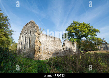 Waverley Abtei, die Ruinen der ersten Zisterzienserkloster in England gebaut (1128 gegründet) in Surrey, Großbritannien Stockfoto