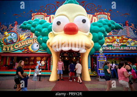 Simpsons land Kursy der Clown arch im Universal Stuidos Stockfoto