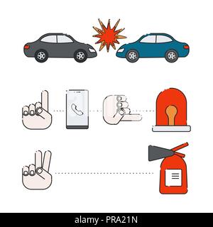 Autounfall. Vektordarstellung des Absturzes. Infografiken Zur Versicherung. Stock Vektor