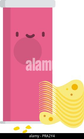 Kartoffelchips Sammlung. Vector Illustration Chips. salzige Snacks Stock Vektor