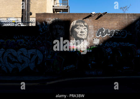 E1 ist für das Herz von einigen der besten Londoner Graffiti Stockfoto