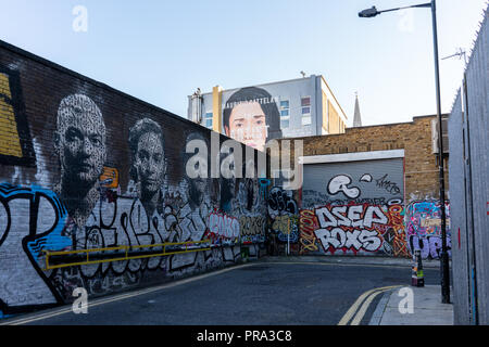 E1 ist für das Herz von einigen der besten Londoner Graffiti Stockfoto