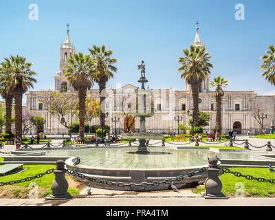 Arequipa plaza de Armas - Oct 3, 2017 - der Hauptplatz in der Stadt Arequipa, Peru. Stockfoto