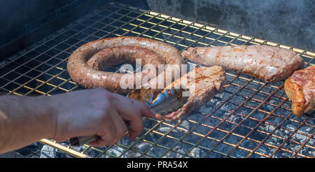 Einen traditionellen südafrikanischen Braai Bild mit Kopie im freien Raum im Querformat. Stockfoto