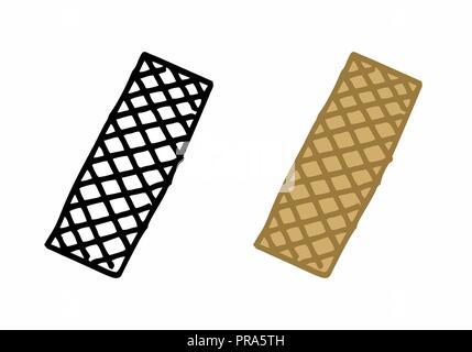 Freehand Illustration von Wafer Kekse. Schwarze und farbige Illustrationen auf weißem Hintergrund. Stock Vektor