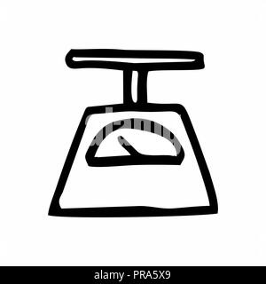 Freehand Illustration einer Waage. Schwarze und farbige Illustrationen auf weißem Hintergrund. Stock Vektor