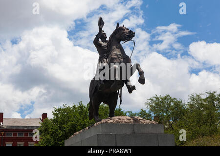 Statue von US-Präsident Andrew Jackson Jackson Square, New Orleans, Louisiana, USA. Stockfoto