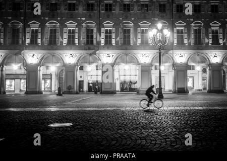 Turin bei Nacht: Platz San Carlo Stockfoto