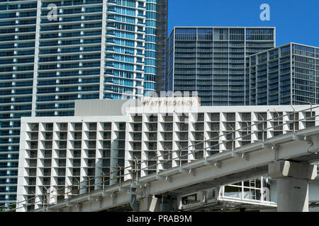 MIAMI, USA - 22. AUGUST 2018: Hyatt Regency Hotel in Downtown Miami, Florida Stockfoto