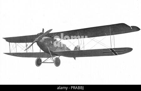 November 1918 - Arten von deutschen Flugzeugen. Halberstadt Aufklärer. Ansicht von vorn Stockfoto