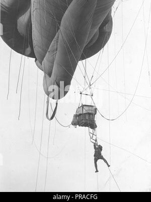 Rückkehr von einem U-Boot scouting Party. Antenne naval Beobachter von einer "Blimp" Art Ballon nach einem Scouting tour somewhereo n der Atlantikküste Stockfoto