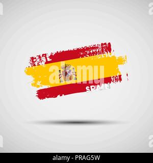 Flagge Spaniens. Vector Illustration von Grunge Pinselstrich mit spanischer Flagge Farben für Ihre Grafik- und Webdesign Stock Vektor