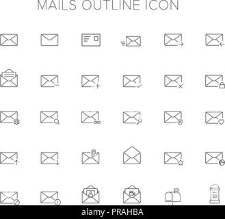 Mails online Icon Set Stock Vektor