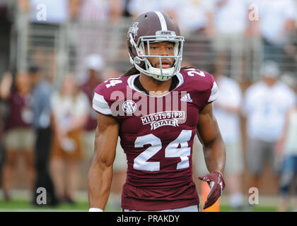 Starkville, MS, USA. 29 Sep, 2018. MSU CB, CHRIS RAYFORD (24), auf dem Feld, während der NCAA Football Aktion bei Davis Wade Stadium in Starkville, MS. Florida besiegte Mississippi State, 13-6. Kevin Langley/CSM/Alamy leben Nachrichten Stockfoto