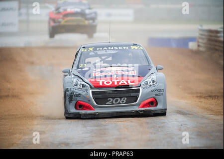 September 30, 2018: Timmy Hansen #21 in Aktion im Qualifying 4 auf die Welt Rallycross Meisterschaft, Stromkreis des Nord- und Südamerika. Austin, Texas. Mario Cantu/CSM Stockfoto