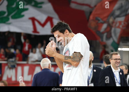 Brescia, Italien. 30. September 2018. Carlos Delfino (auxilium Torino) während des Finales der Lba Supercoppa 2018 Auxilium Fiat Torino-Armani Exchange Olimpia Milano. Walter Bertagnoli/Alamy leben Nachrichten Stockfoto