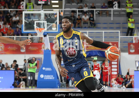 Brescia, Italien. 30. September 2018. Jamil Wilson (auxilium Torino) während des Finales der Lba Supercoppa 2018 Auxilium Fiat Torino-Armani Exchange Olimpia Milano. Walter Bertagnoli/Alamy leben Nachrichten Stockfoto