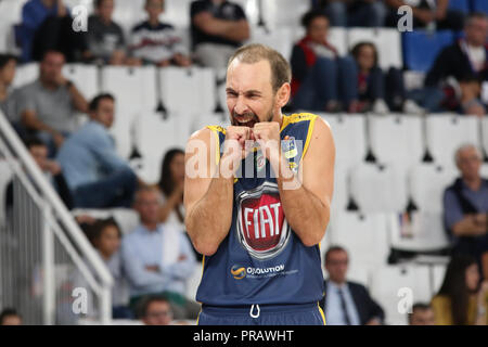 Brescia, Italien. 30. September 2018. Peppe Poeta (auxilium Torino) während des Finales der Lba Supercoppa 2018 Auxilium Fiat Torino-Armani Exchange Olimpia Milano. Walter Bertagnoli/Alamy leben Nachrichten Stockfoto