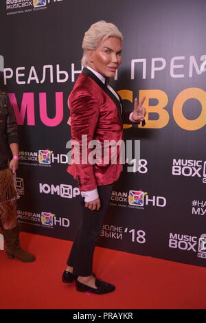 Russische Föderation. 30. September 2018. Rodrigo Alves zu Gast bei der alljährlichen Verleihung des "Real Award 2018" der russischen Welt Musiksender MusicBox. CROCUS Concert Hall, Moskau, Russland, 30. September 2018. Quelle: Pavel Kashaev/Alamy leben Nachrichten Stockfoto